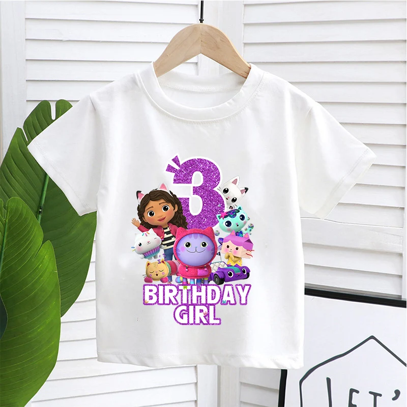 

Gabby Dollhouse T-Shirt Simple Basic Toddler Cotton Short Sleeve Anime Trend Kawaii Cartoon Summer Tops Birthday Clothes Gift