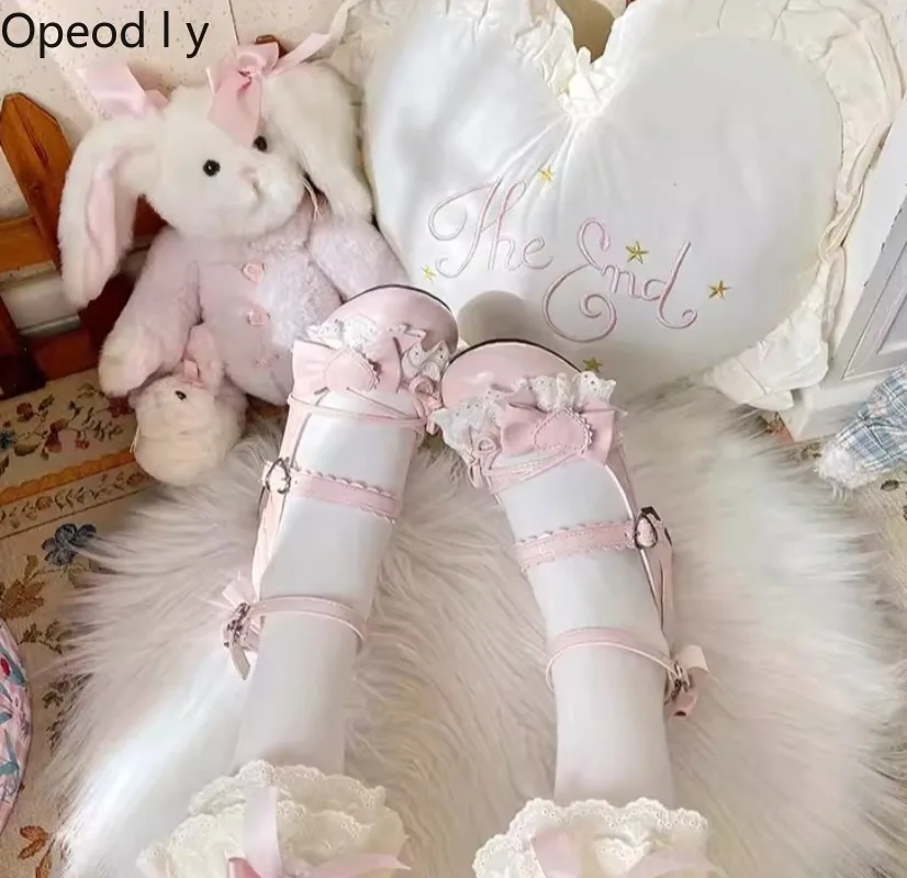 

Original Princess Lolita Shoes Girls Temperament Mid-heel Round Head Japanese Cute Lo Shoes Mary Jane Women's Pumps Shoes