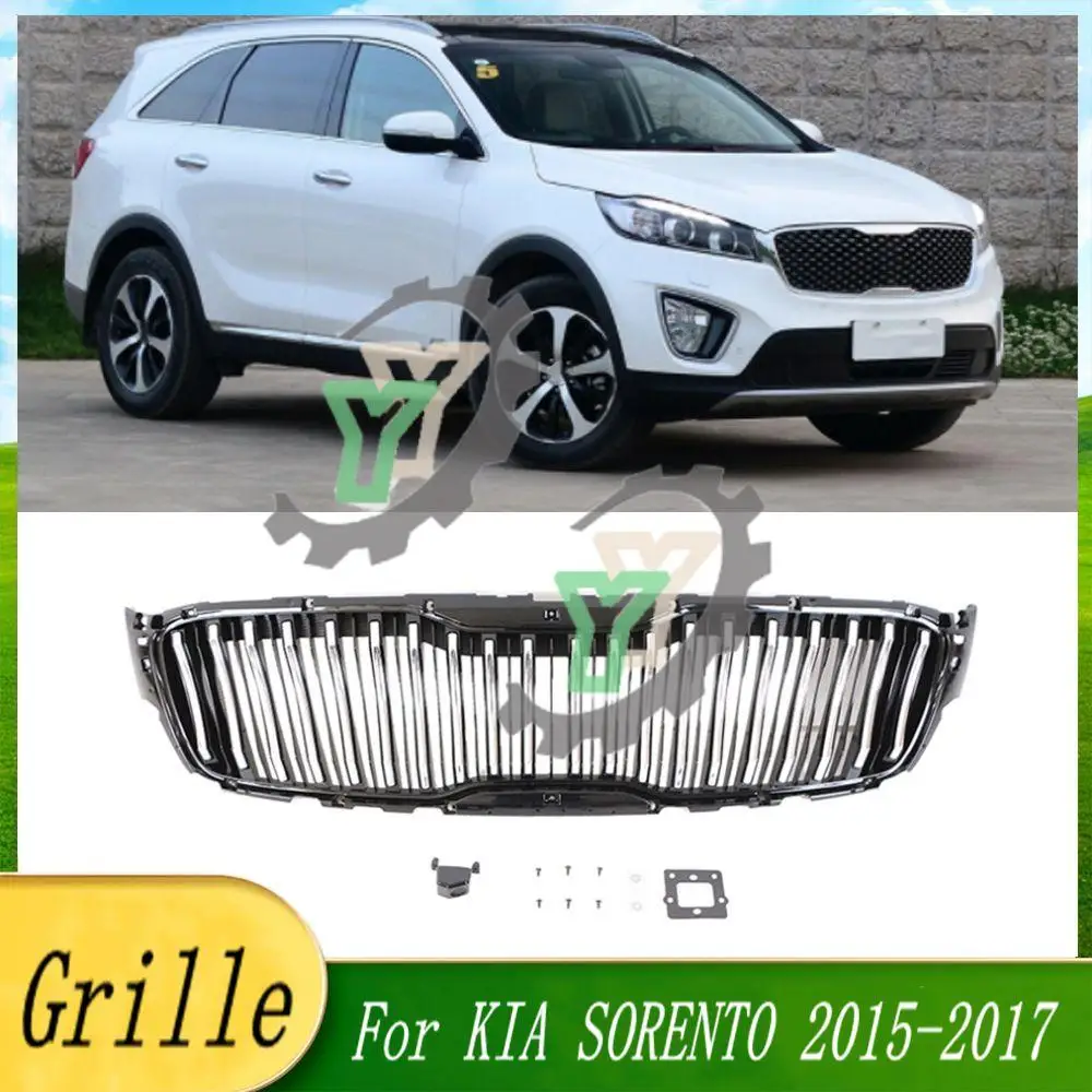 

High Quality ABS Front Bumper Grille Centre Panel Styling Upper Racing Grill For KIA SORENTO 2015 2016 2017 Car Accessories