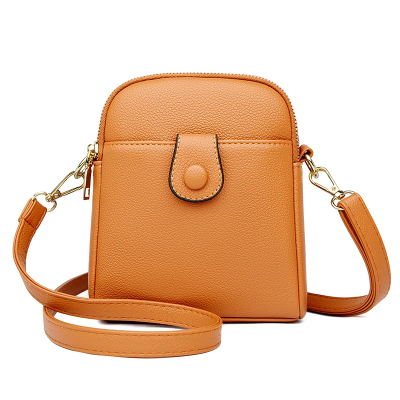 

New Retro PU Soft Leather Vertical Women's Crossbody Bag Solid Color Luxury Personalized Designer Shoulder Strap Phone Bag Sac