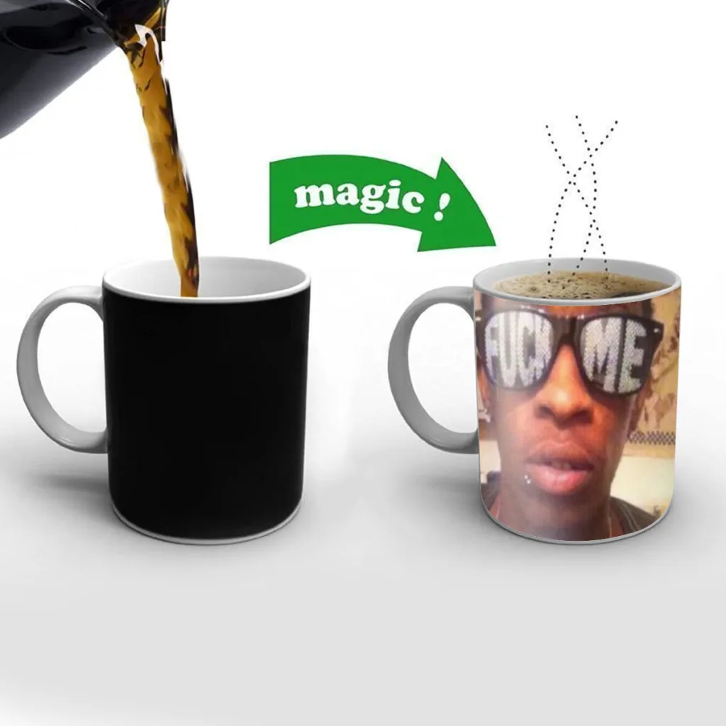 

Young T-Thug Pop Hip-Hop Rap Star Classic Movie Free shipping Magic Color Changing Ceramic Coffee Mug Cup Friends Gift