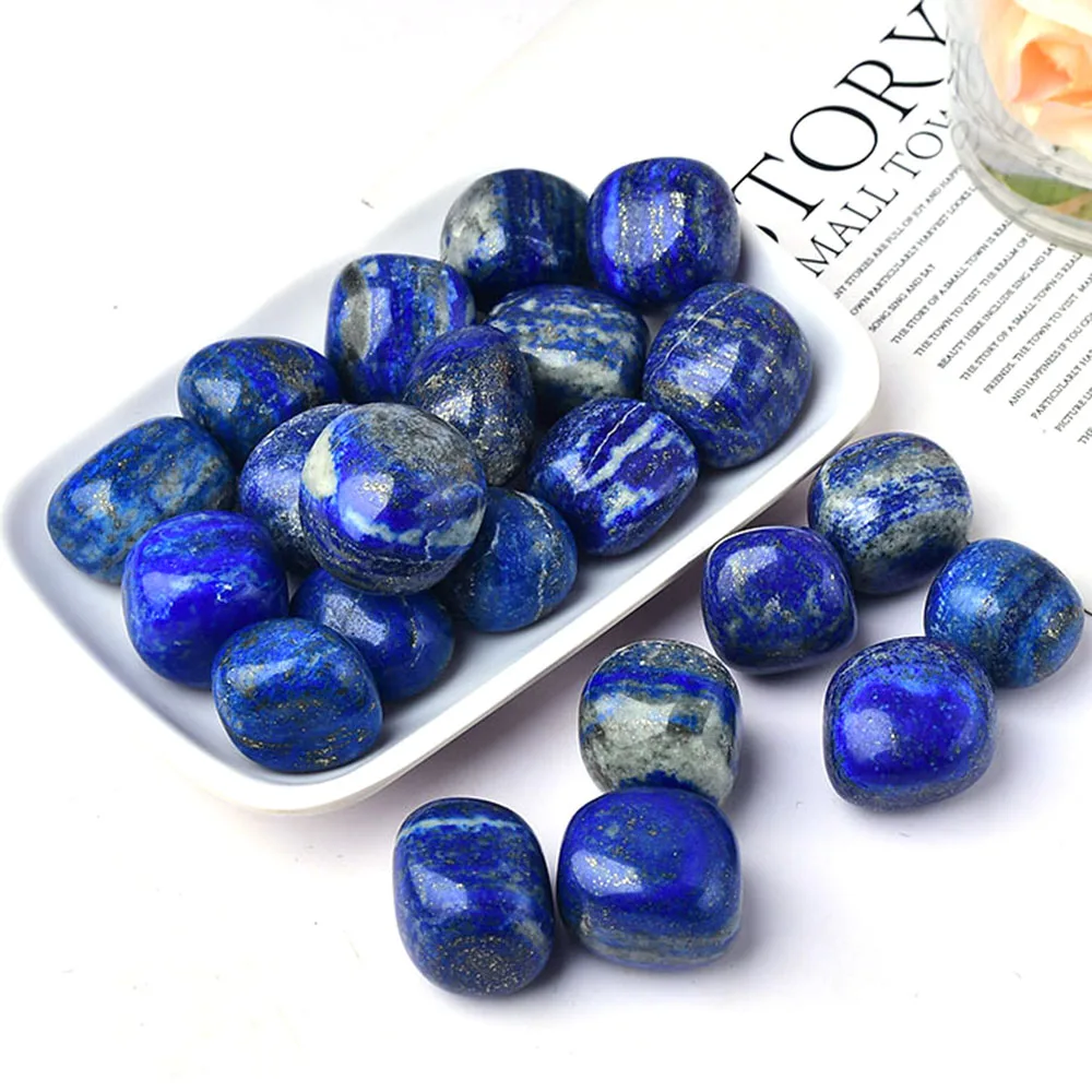 Piedras caídas de lapislázuli naturales, cristales curativos de primera calidad, cuarzo, juego de piedras preciosas minerales energéticas para acuario, lote al por mayor