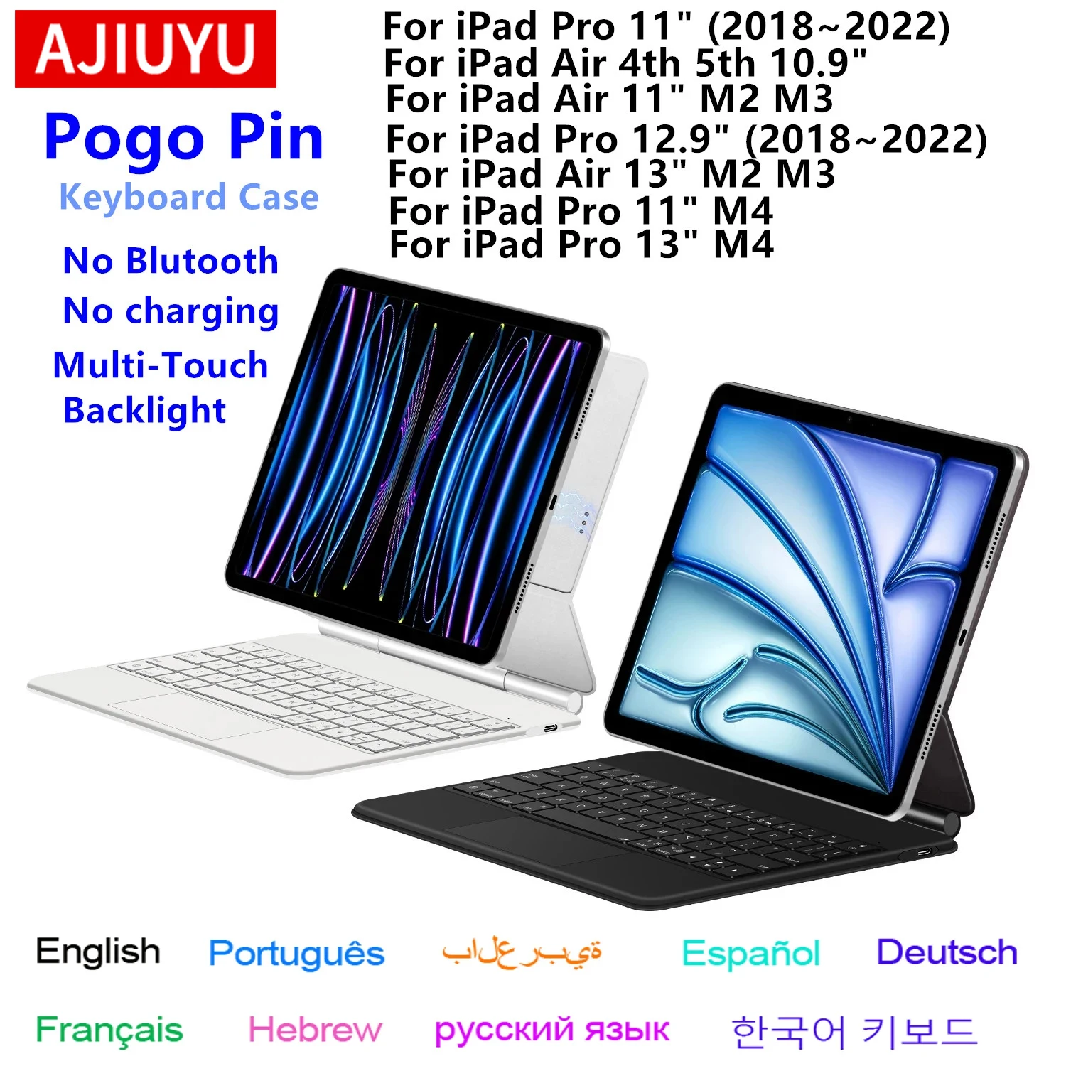 

Pogo Pin Magic Keyboard Case for iPad Air 11 M3 2025 M2 Air 4/5/6 10.9 Pro 11 12.9 13'' Smart Multi-touch Backlit Keyboard Cover