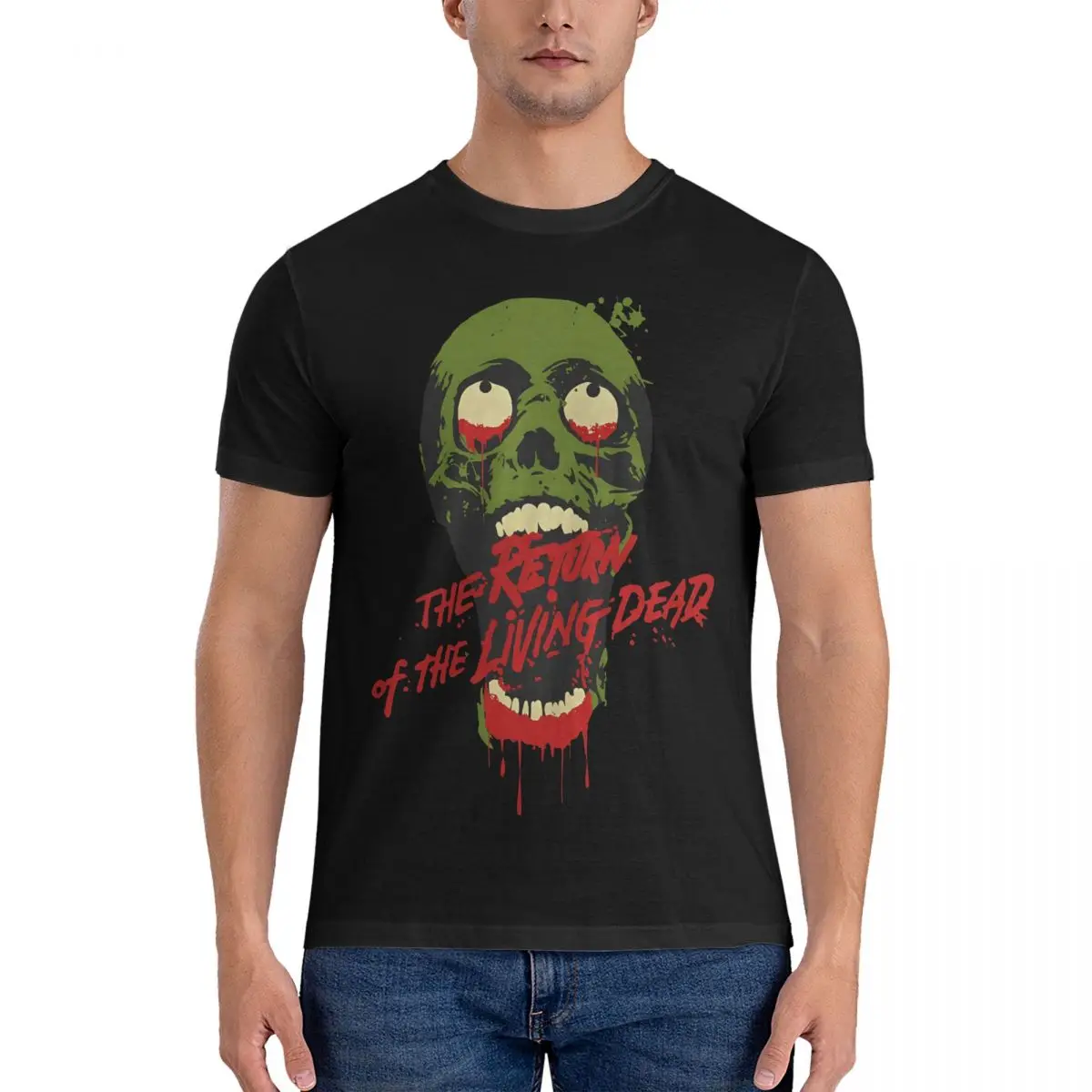 Мужская футболка с принтом крови, забавная футболка R-Return Of The Living Dead, футболки с коротким рукавом и круглым вырезом, одежда из чистого хлопка с принтом