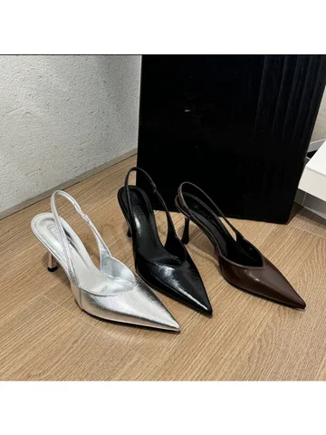 Новые модные женские однотонные туфли без шнуровки на высоком каблуке для офиса и карьеры, сексуальные босоножки на каблуке с острым носком, женские туфли-лодочки на высоком каблуке