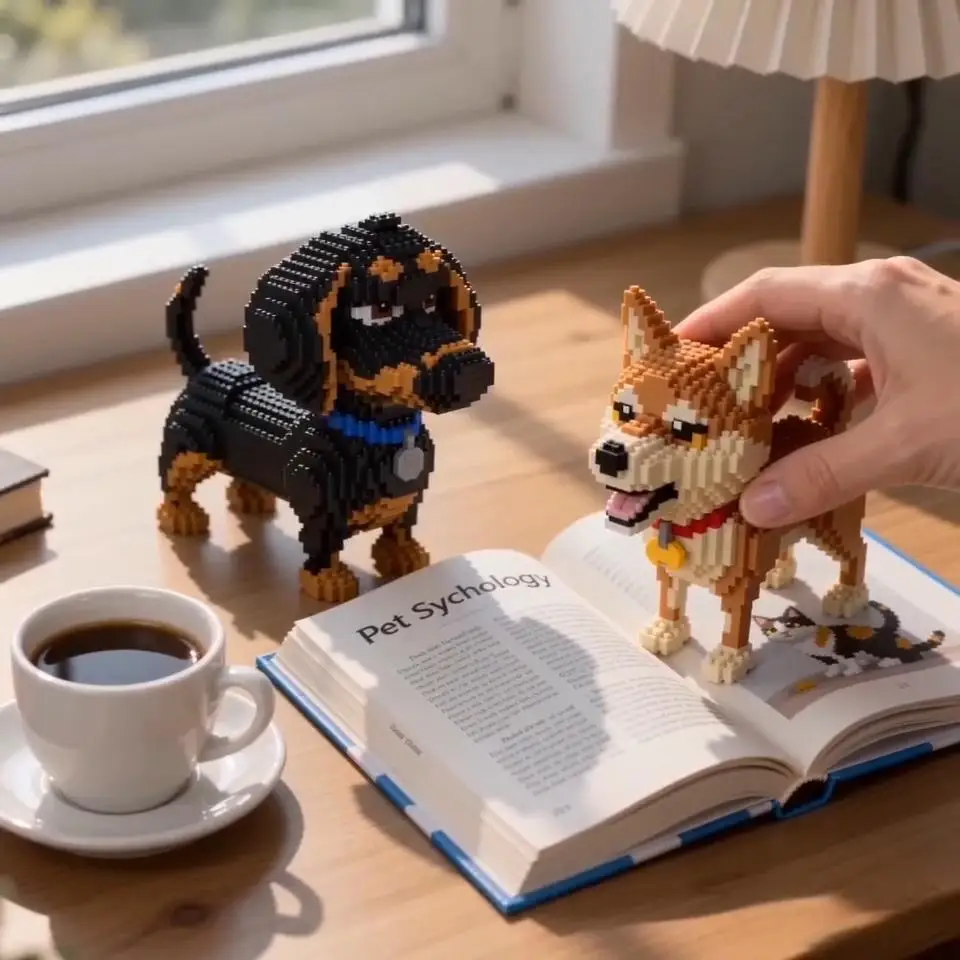 Yorkshire-Terrier-Dackel-Hund-Modell, Mikro-Mini-Baustein: Lernspielzeug, Shiba-Inu-Geschenke für Tierliebhaber und Dekoration – Detail 3