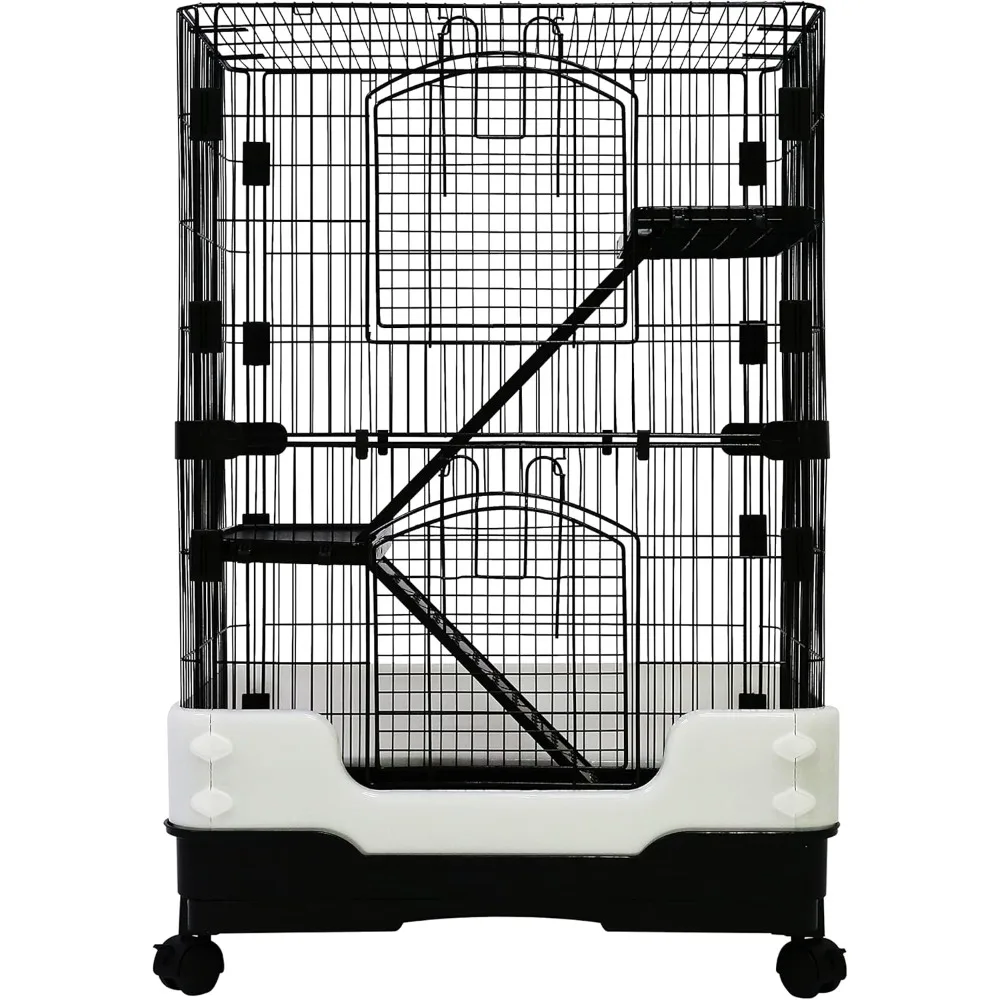 

Homey Pet 3 Levels Chinchilla Ferret Pet Crate Small Animals Cages for Rat, Hamster, Guinea Pig, Squirrel, Include Caster Tray a