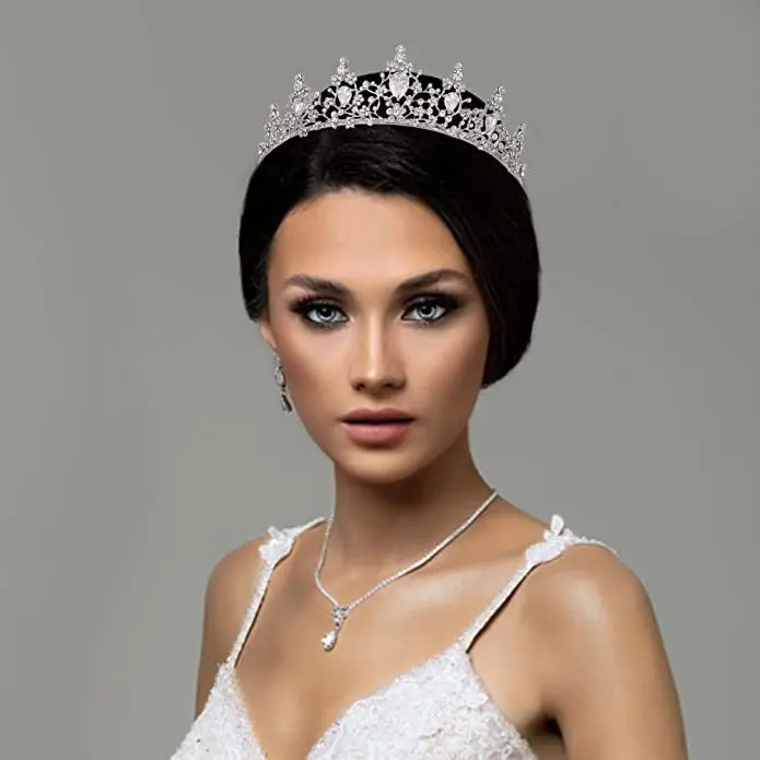 New Design Fashion Bling Party Handmade High End Bridal Wedding Crystal Pearl Diamond Crown Tiara