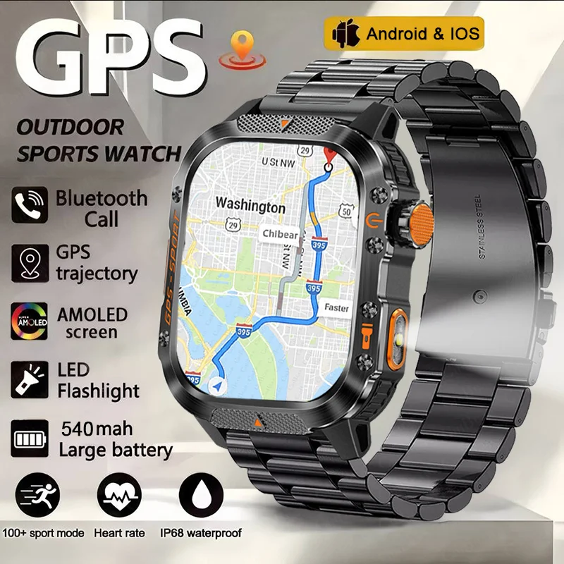 

Для Xiaomi SmartWartch мужские и женские военные уличные GPS-трекеры, водонепроницаемые умные часы с пульсометром для IOS Android 2025