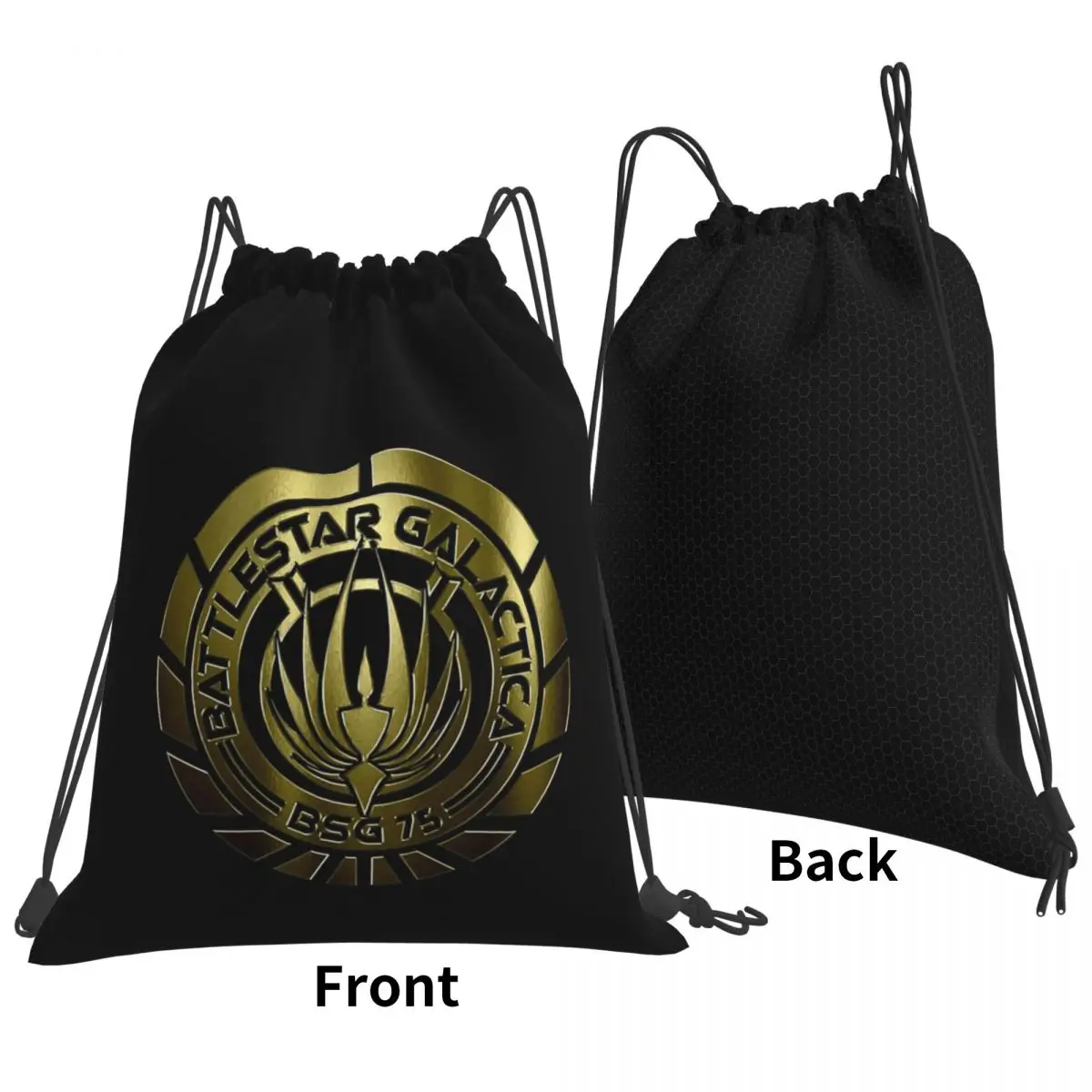 

Battlestar Galactica Crest (Metal) Backpacks Portable Drawstring Bags Shoes Bag Book Bags for Travel Students