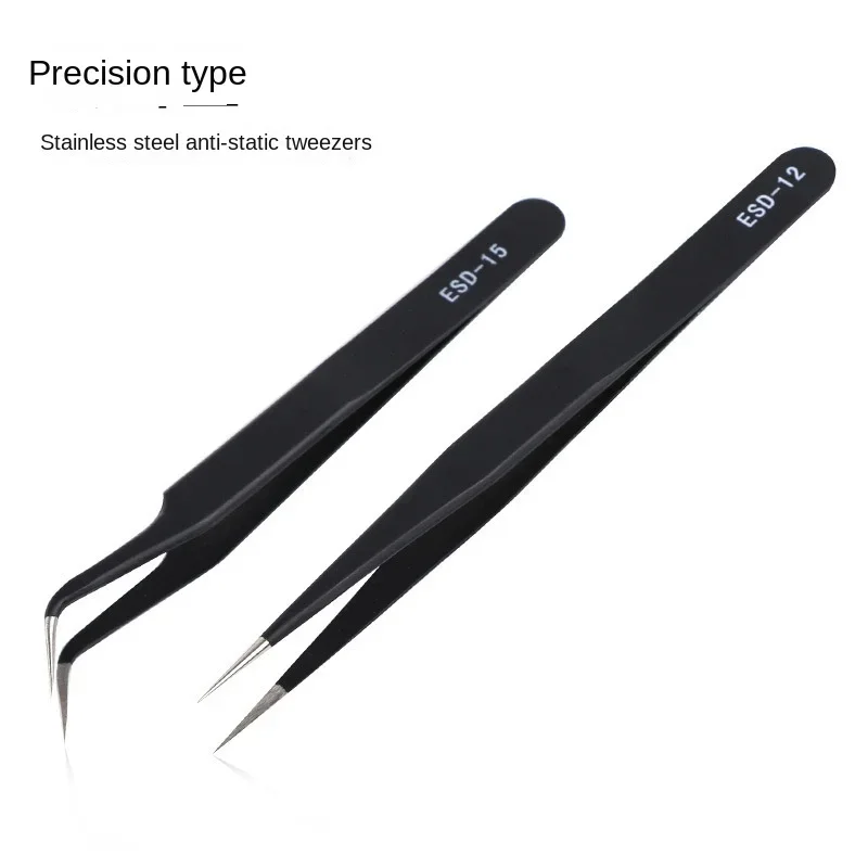 Nails Art Stainless Steel Curved Straight Tweezer Anti-static Precision 3D Sticker Rhinestones nipper Picking Manicure Tools