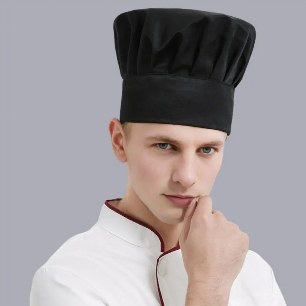 Breathable Chef Hat Food Safety Chef Hat Breathable Cotton Chef Hat Adjustable Fit Lightweight Cooking Cap Flat Top Pleated