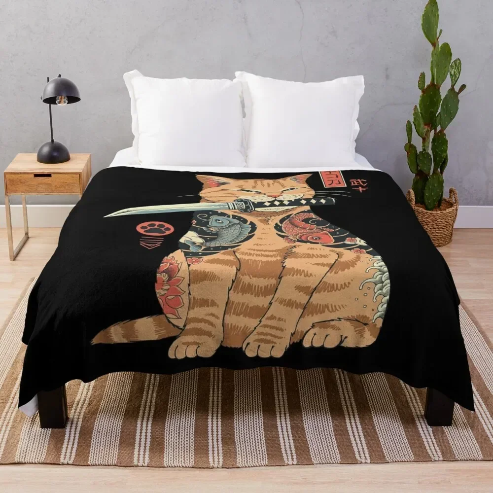 Yakuza Cat Throw Blanket Baby Hair Travel Blankets