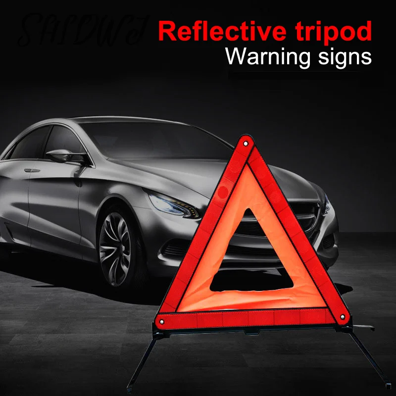 Car Tripod Folded Stop Sign Reflector Car Emergency Breakdown Warning Tool Triangle Red Reflective Safety Hazard Car Accessories