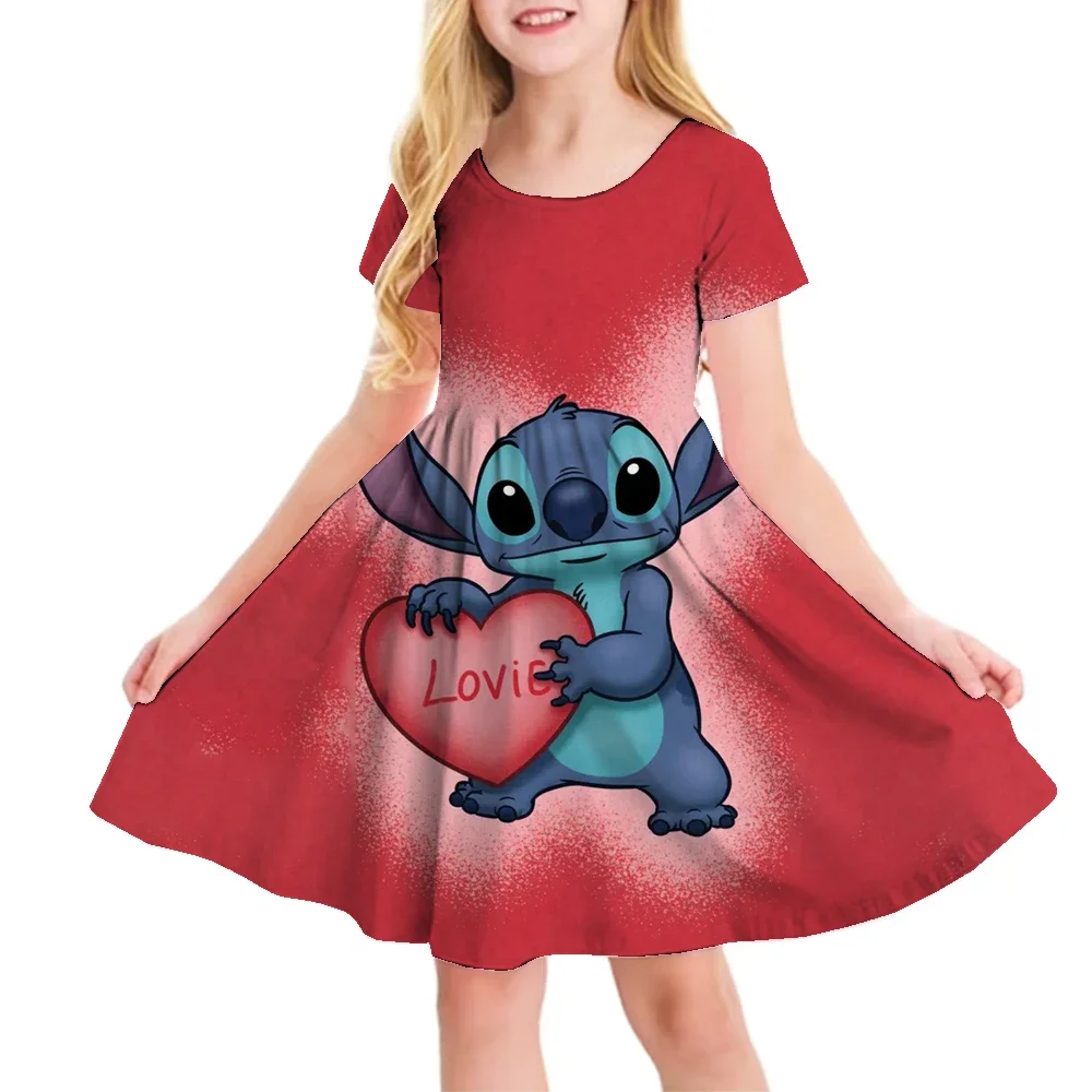 

Stitch Short Dresses Casual Children's Clothes 2025 Party Girls Summer Dress Child Costume 2 To 8 Years Girl Holiday Kids' Top