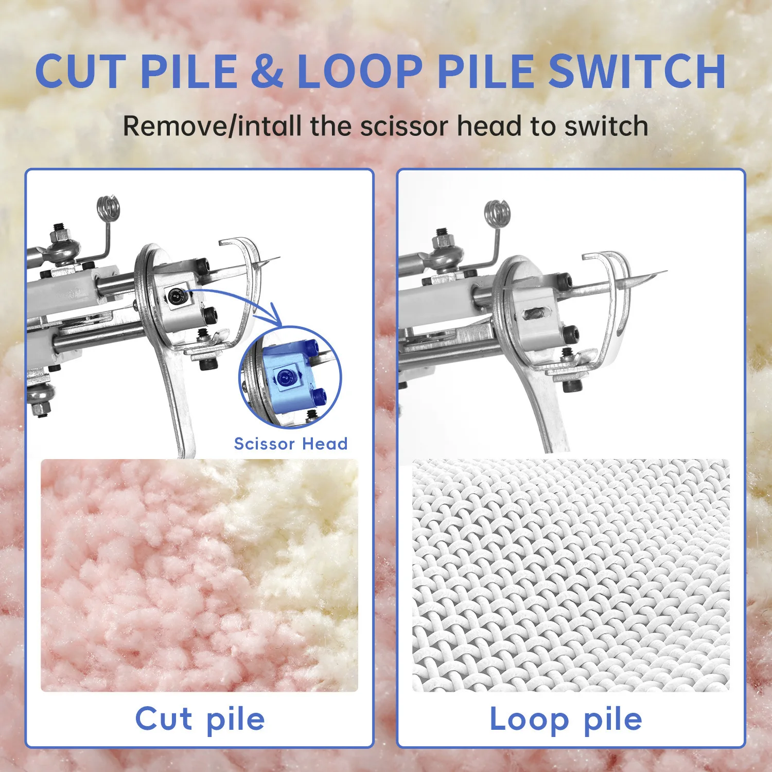 2‑in‑1 Tufting Gun Cut & Loop Pile, Silent Electric Carpet Weaving Machine, Full Accessories for DIY Handmade Rug Making