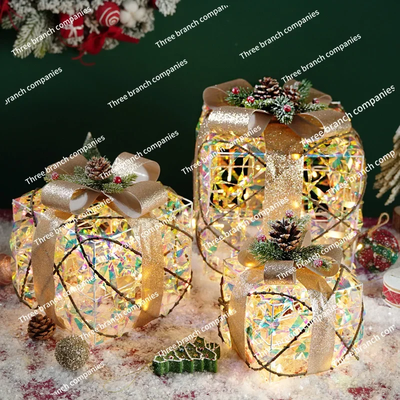 Decorations, Christmas Tree Ornaments, Luminous Gift Box Sets, Deer Pulling Car, Wrought Iron Deer