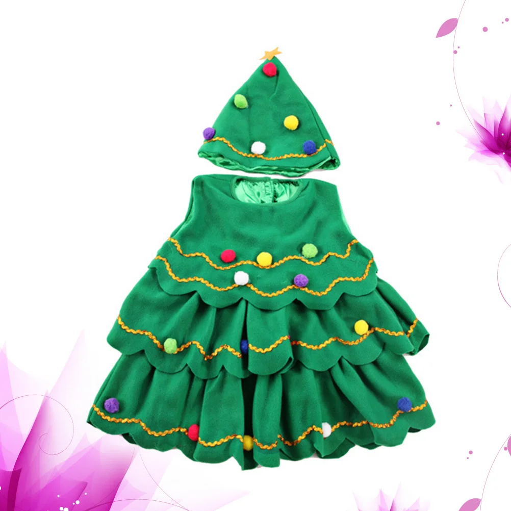 

Christmas Tree Hat and Dress Children Cartoon Stage Show Costumes for Toddlers Kid Clothing