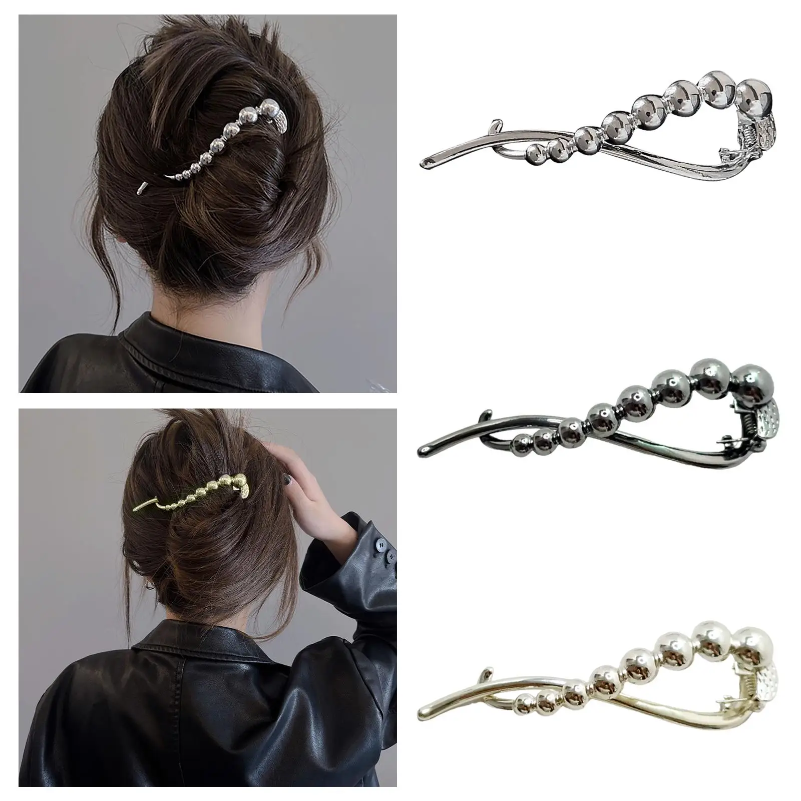 مشبك شعر أنيق من السبائك للنساء ، قبضة شعر طويلة ، مشبك دبوس شعر للعروس