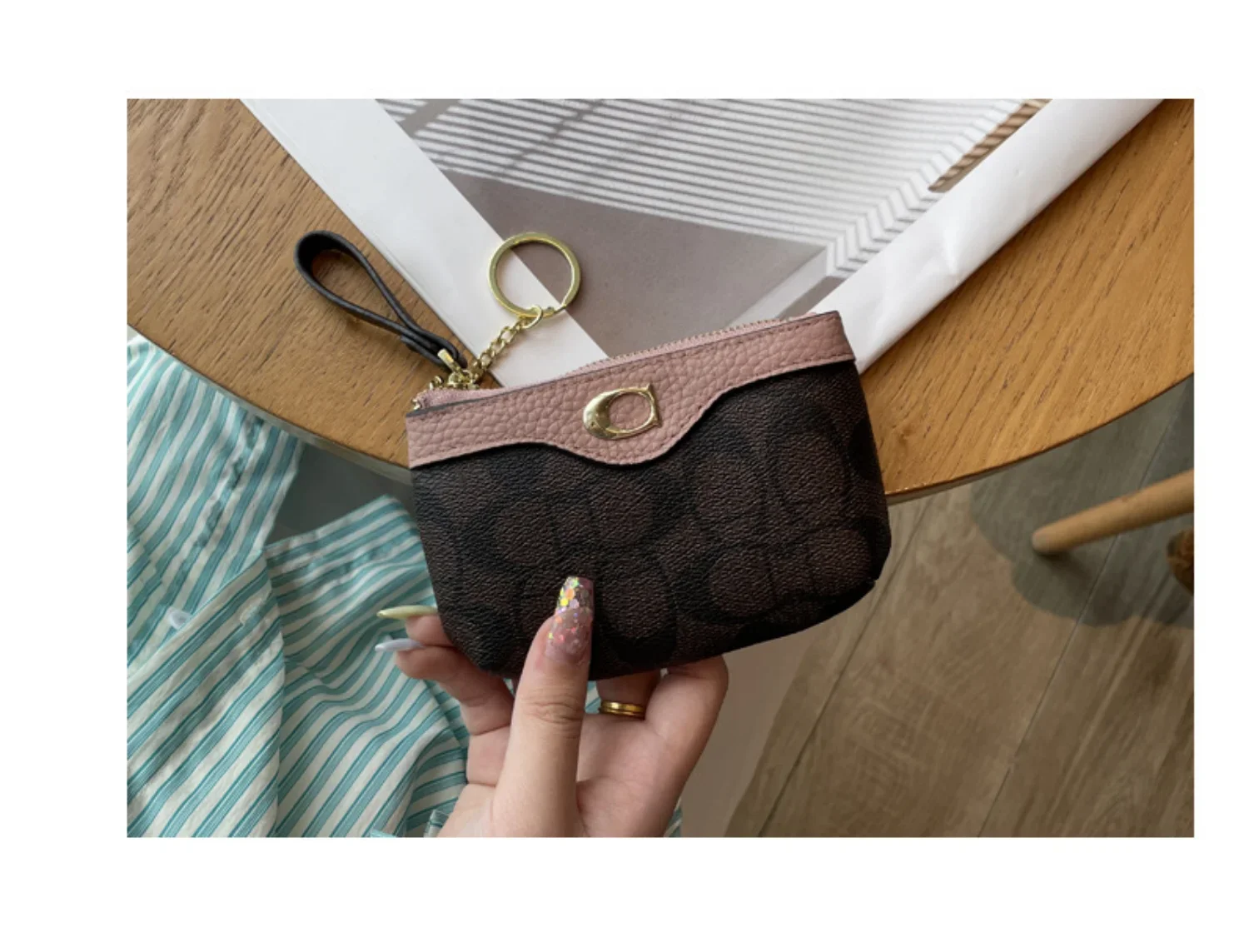 Neue klassische kleine Geldbörse mit Blumenmuster, Damen-Mini-Geldbörse, kleine Münztasche, Wechselgeldtasche, Leder-Geldbörse, Aufbewahrungstasche, Kartenetui – Detail 17