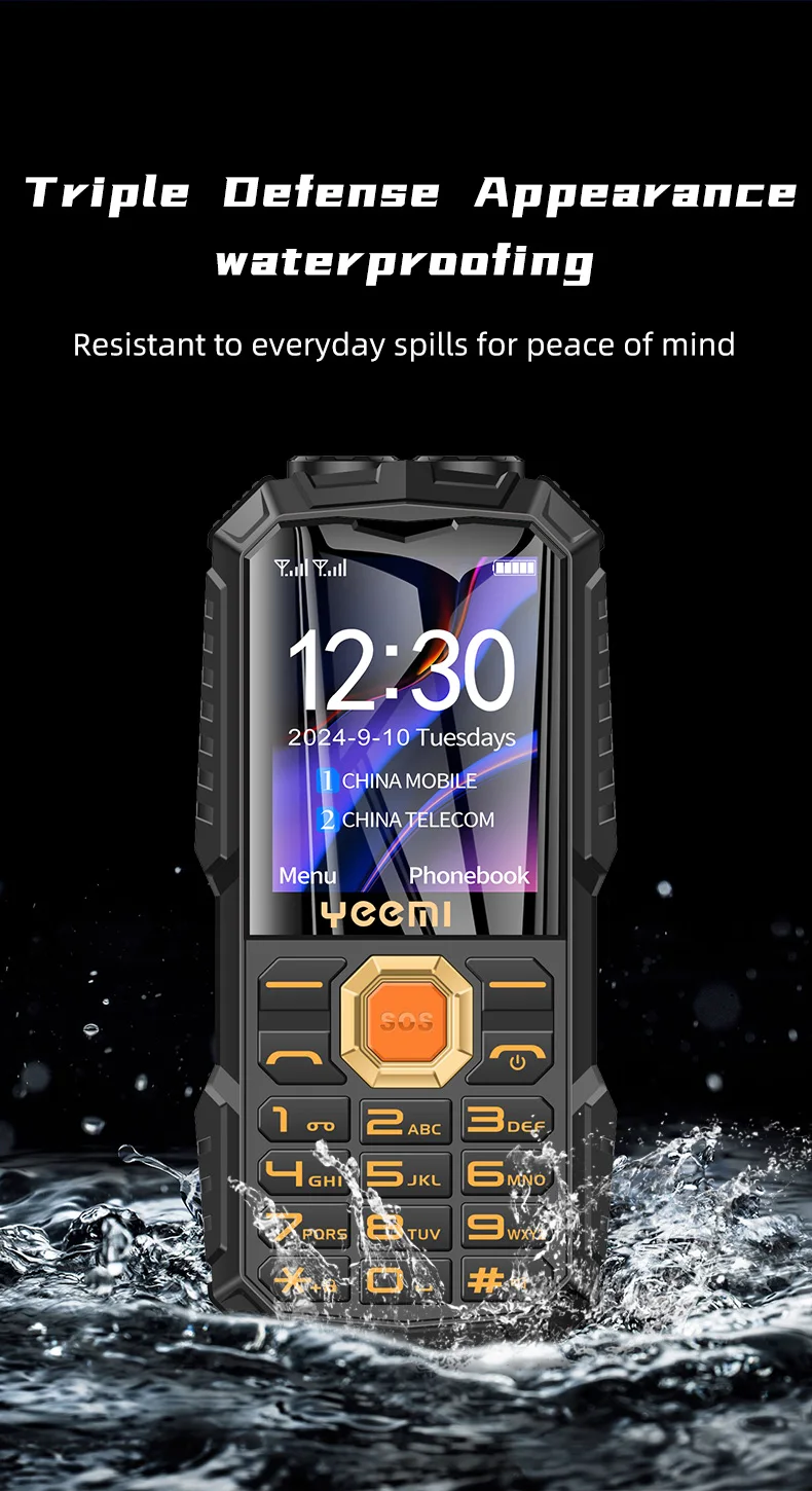 YEEMI Q7+ 4G Mobile Phone 2.4inches LTE Flashlight Waterproof Outdoor Cellphone Loud Speaker 2400mAh Big Battery For Elderly