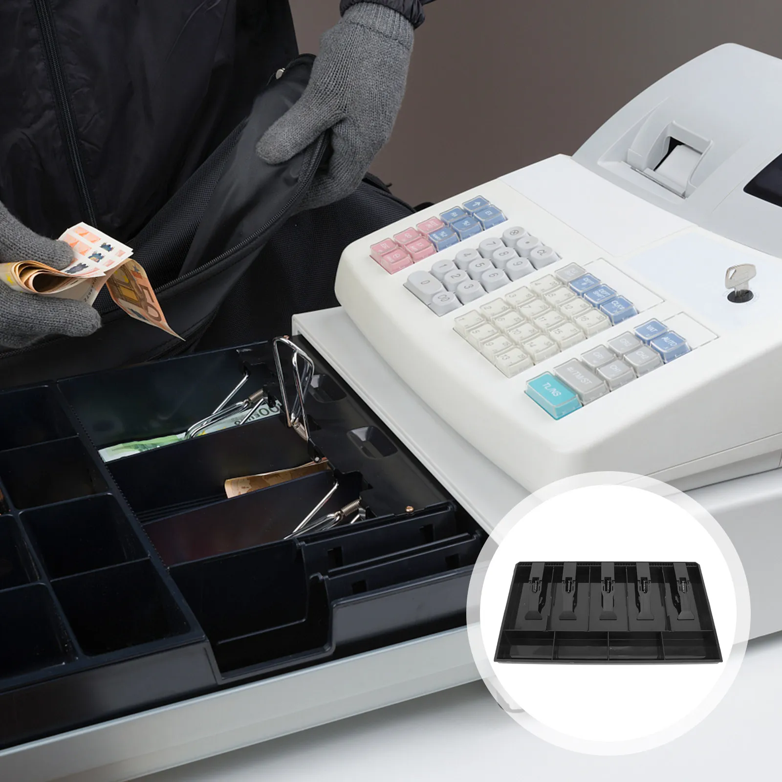 

5-Compartment Cash Drawer Insert Tray with 5 Bill Clips 4 Coin Slots for Supermarket Grocery Store Pharmacy Restaurant Cashier