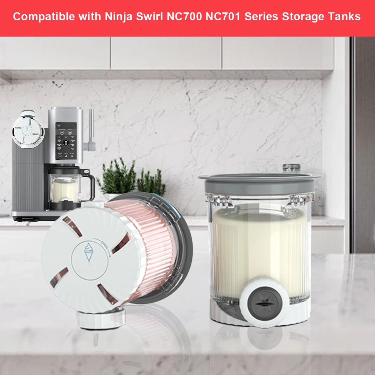 2 Pack Pints And Lids For Ninja Swirl NC700 NC701 Series Ice Cream & Soft Serve Makers Dishwasher Safe Ice Cream Cup Accessories