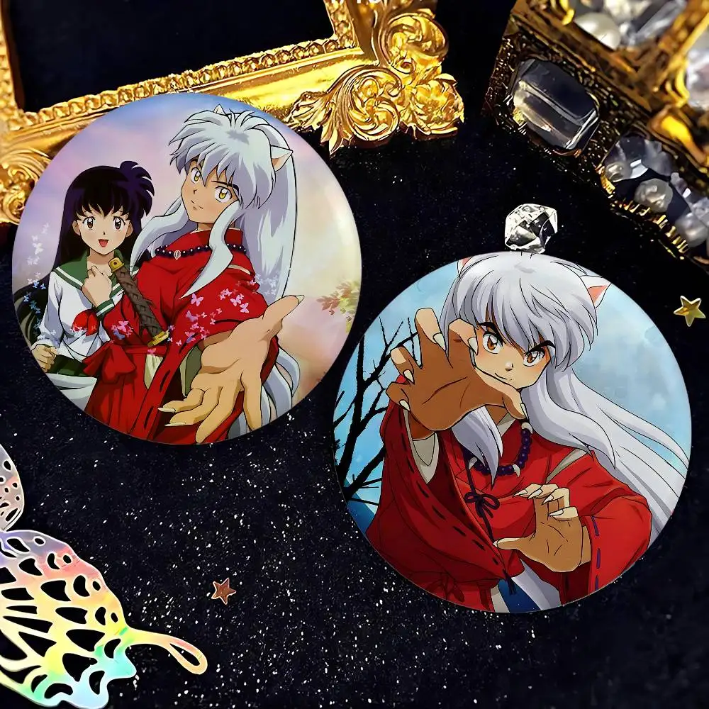 Anime I-Inuyashas Badges Peripheral Lapel Pins Tinplate Round Brooch For Shoulder Bag Accessories Souvenir Gifts view 6