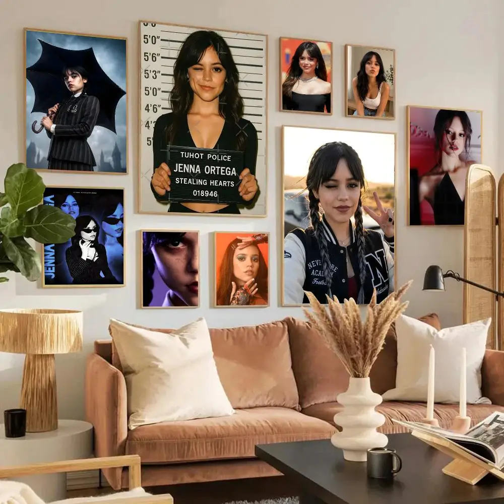 Jenna Ortega Poster Home Living Bed Room Bar Hallway Sticky Wall Art Printing Waterproof Aesthetic Decor