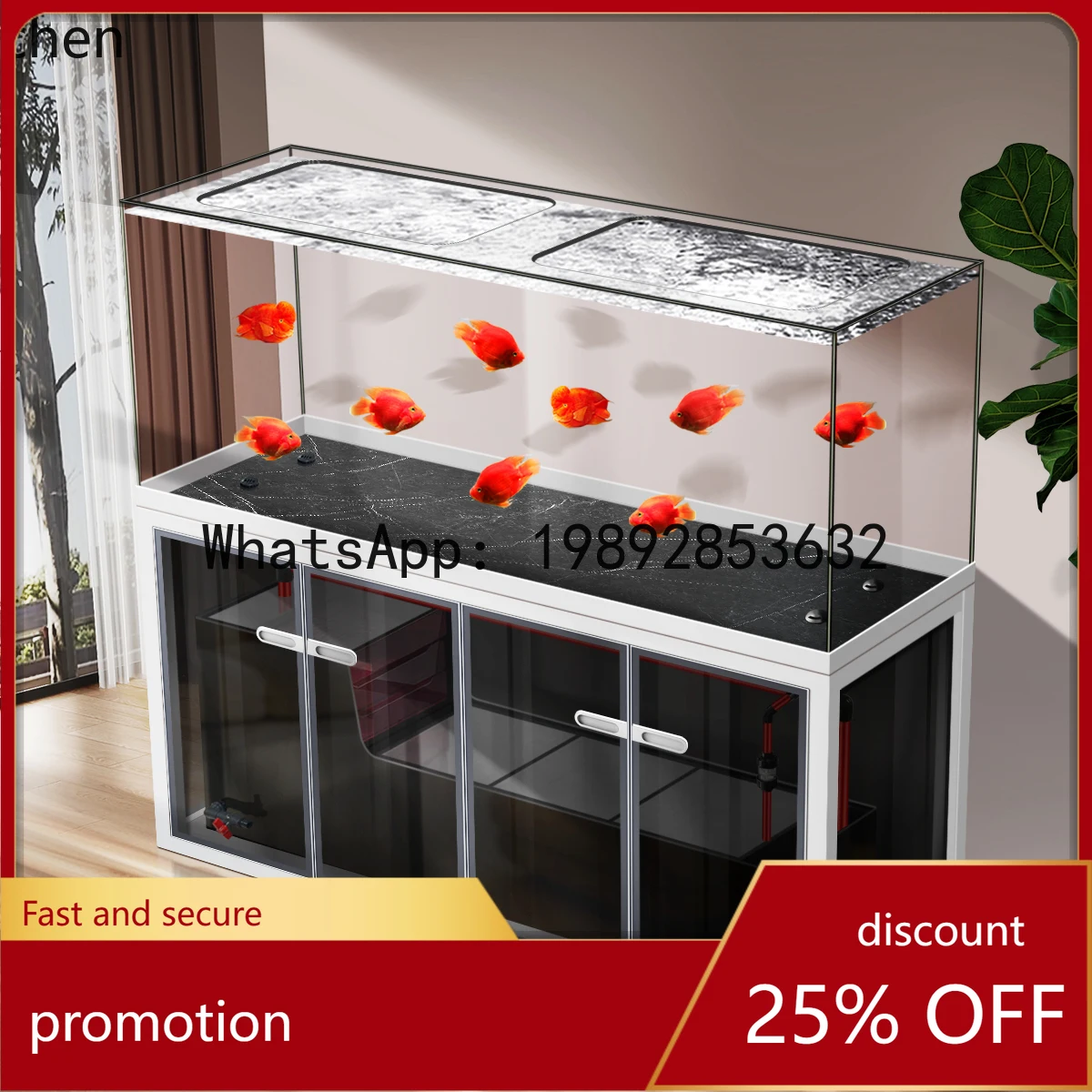 

YFY Fish Tank Living Room Large Tank No Pipe Fittings Frameless Arowana Tank No Water Change Needed Jiro Koi Fish Pond