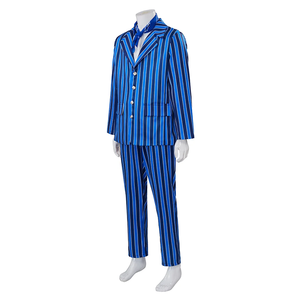 Austin Powers Costume Men Cosplay Blue Striped 1970s Retro Disco Costume Leisure Suits 60s Swinger Costume Party Outfit Adult