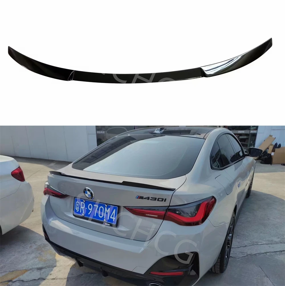 M Sport ABS M4  Style Rear Bumper Lip Trunk Spoiler Wing For BMW 4 Series G22 G26 2020+ Gloss Black M430i M440i