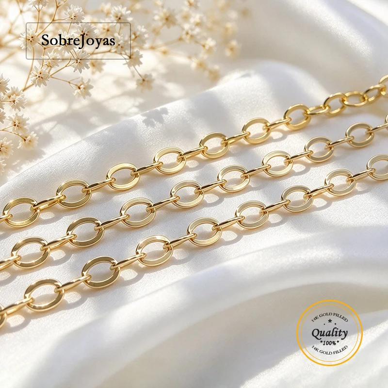 14K Gold Filled 2.3mm Cable Chain Unfinished Minimalist Necklace DIY Jewelry Gold Filled Chain for Jewelry Making Chain