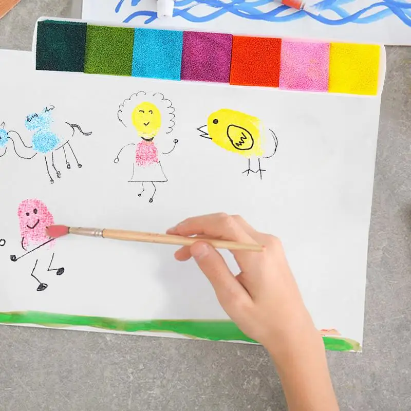 Craft Ink Pad Washable Multicolor Finger Ink Pad Long Strip Design Multicolor Ink Stamp Pads For Card Making Scrapbook Kids