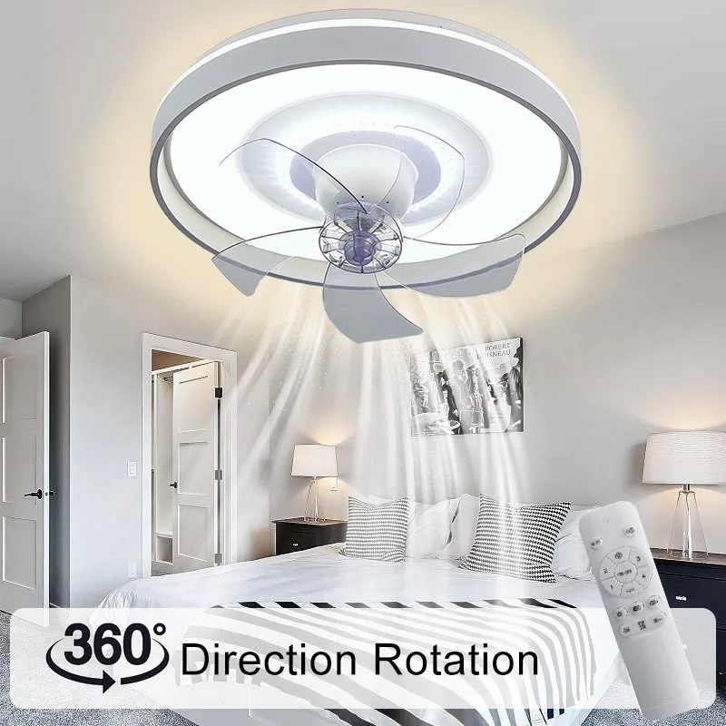 

Invisible ceiling fan Modern Led 6-Speed Adjustable 360° Rotatable 120w white led ceiling light Dimmable chandeliers with fan