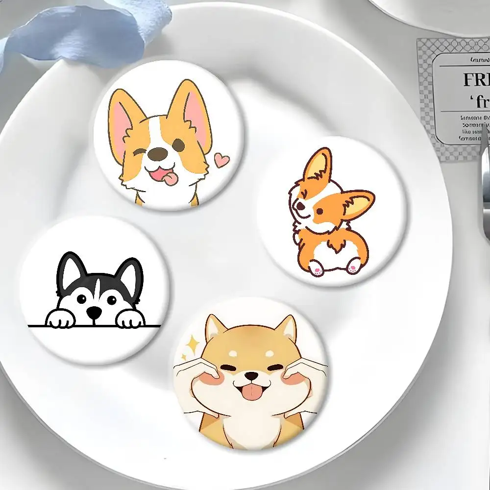 Cute Puppy Corgi Husky Badges Tinplate Soft Button Pin Brooch Metal Badge Custom Jewelry Accessories Hat Bag Lapel