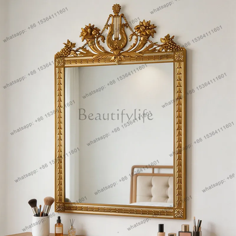 LD European court style carved decorative mirror high-end wall-mounted light luxury makeup mirror