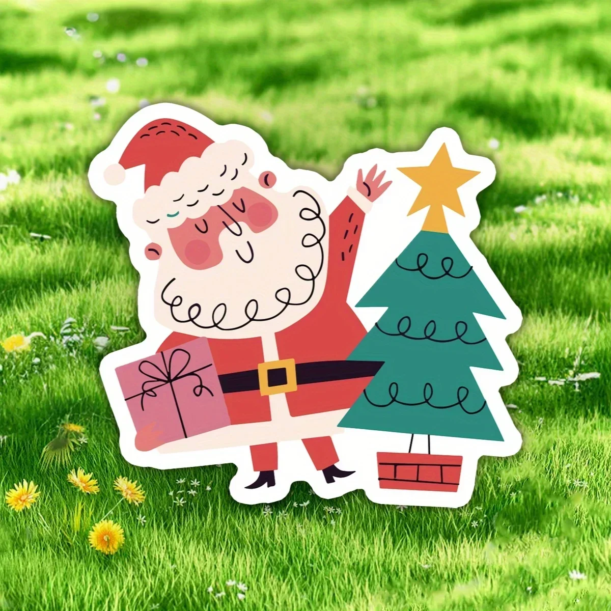 

1PC Christmas Santa & Tree Car Motorcycle Sticker Festive Decal for Vehicle Window Exterior Interior Holiday Decoration