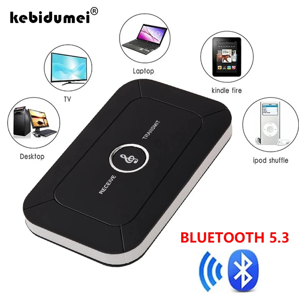 Bluetooth 5.3 Audio Transmitter Receiver Wireless Adapter RCA 3.5mm AUX Jack USB Dongle for TV Headphones Home Stereo Car Audio