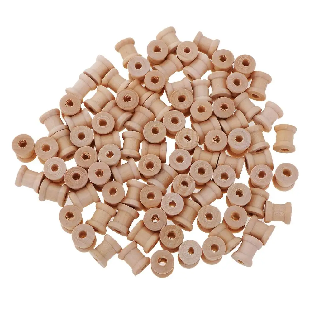 Wooden Spools Vintage Blank Bobbins Cross Stitch Supplies Thread Organizer for Complete Sewing Kit