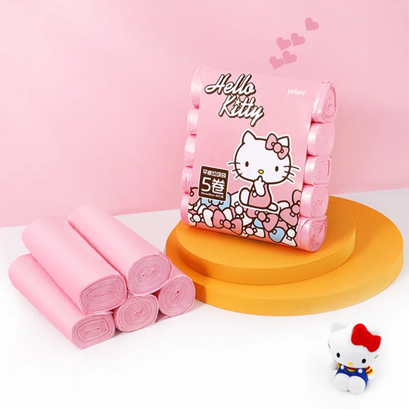 

180Pcs Sanrio Kawaii Anime Hellokitty Garbage Bag Kitchen Office Thickened Cleaning Bag Waterproof and Leak-Proof Garbage Bag