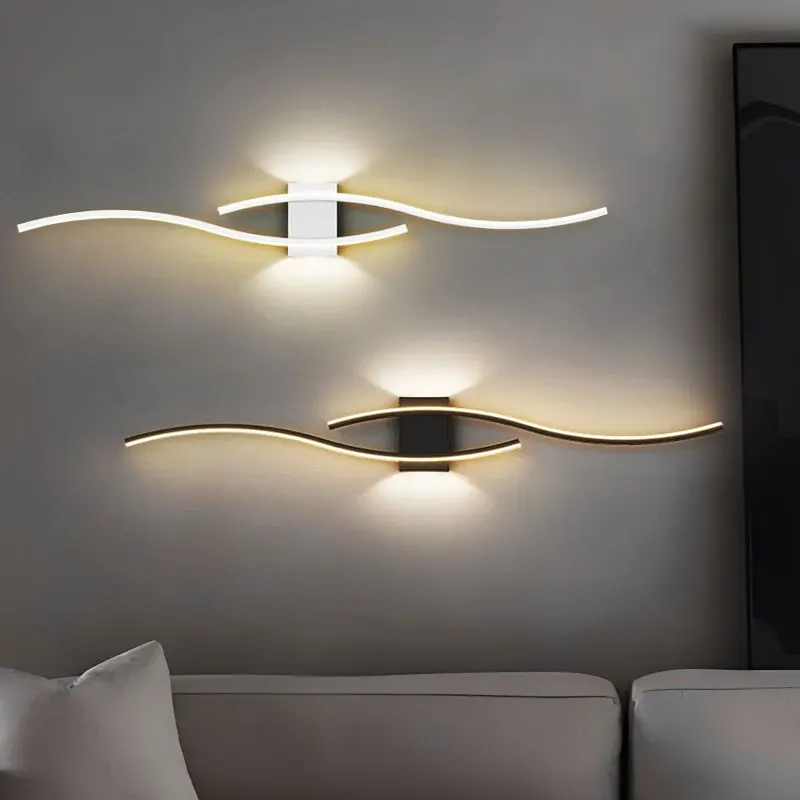 Interior LED Wall Lights Wall Sconce Lighting for Corridor Foyer Black White Wall Lamp for Home Bedroom Living Room Indoor Lamps