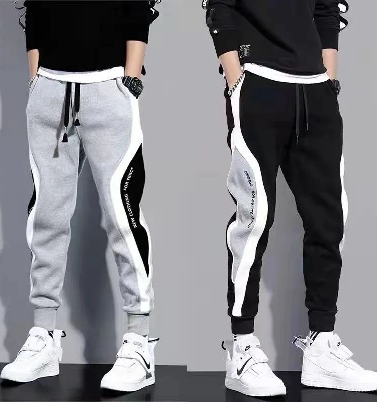 

Повседневные свободные брюки на подкладке для мужчин на весну, осень-зиму, новые брюки с эластичной резинкой на талии, мешковатые молодежные брюки с манжетами, большие размеры, длинные...