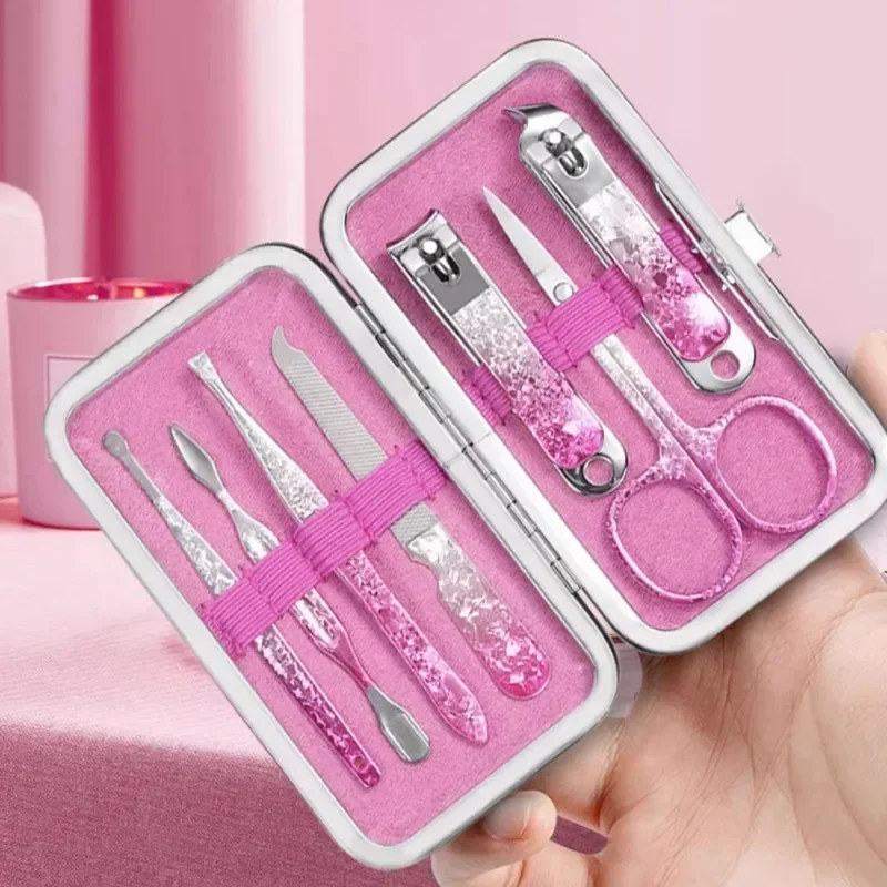 

Nail Clippers Stainless Manicure Set Gradient Color Cuticle Nipper Pedicure Tool Dead Skin Scissor Cleaning Nail Tools 7/12pcs