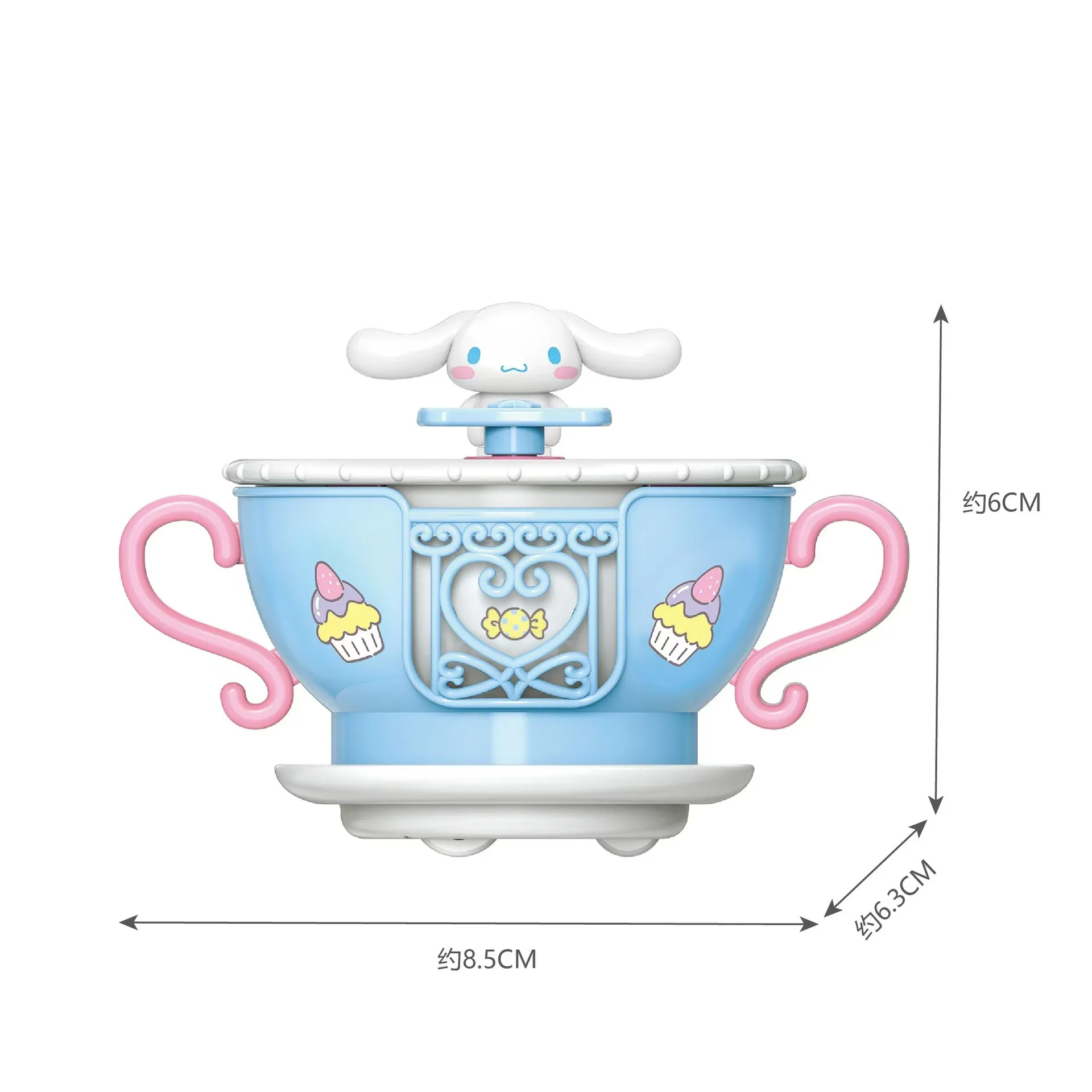 Sanrio família rotativa toque copo série kuromi cinnamoroll boneca artesanal montagem ornamento brinquedos das crianças presente de natal