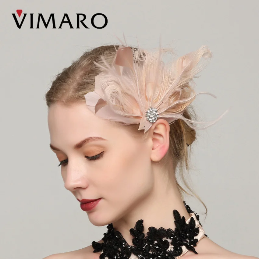 

VIMARO Pale Pink Feather Fascinators for Women Elegant Derby Hats for Women Tea Party Hat Fascinator Hats Cocktail