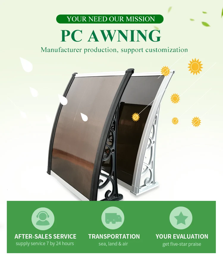 Portable Canopy Roofing with Hollow Polycarbonate Sheet, Outdoor Awning