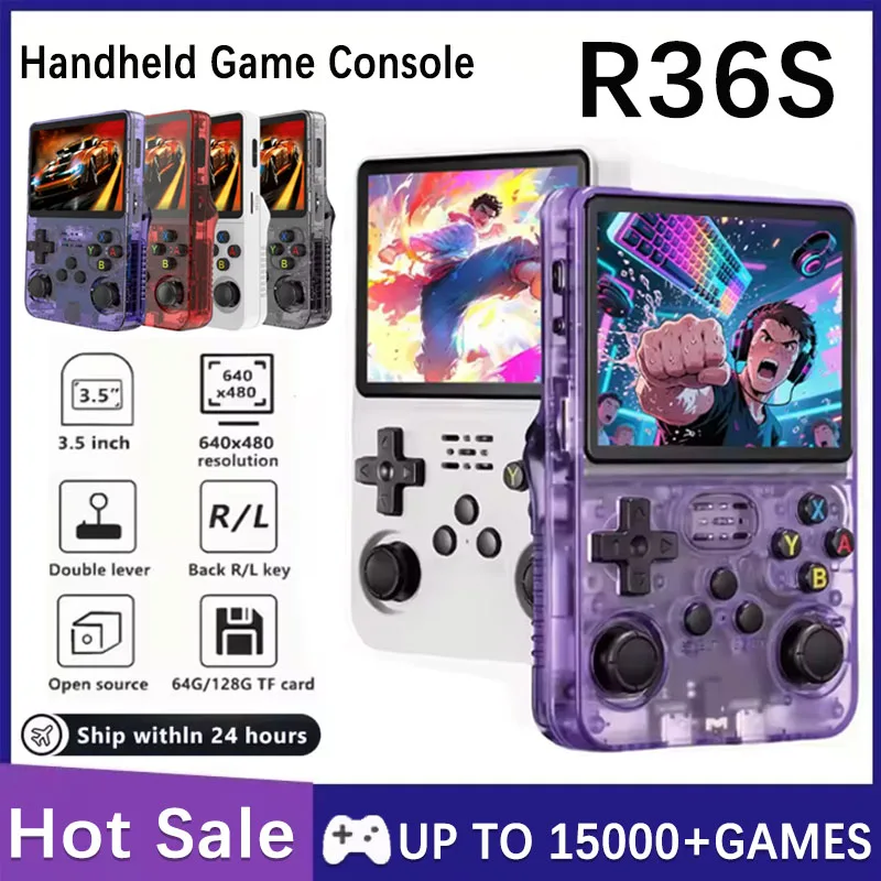 3.5 Inch IPS Screen R36S Retro Handheld Video Game Console ARKOS System Classic Portable Pocket Video Player 128G Games Boy Gift