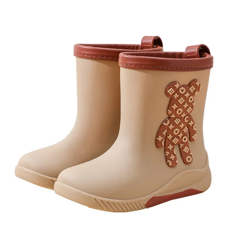 Bottes de pluie chaudes rembourrées pour enfants, bottes d'hiver pour enfants moyens et grands, chaussures imperméables non ald pour étudiants, nouvelles chaussures d'extérieur