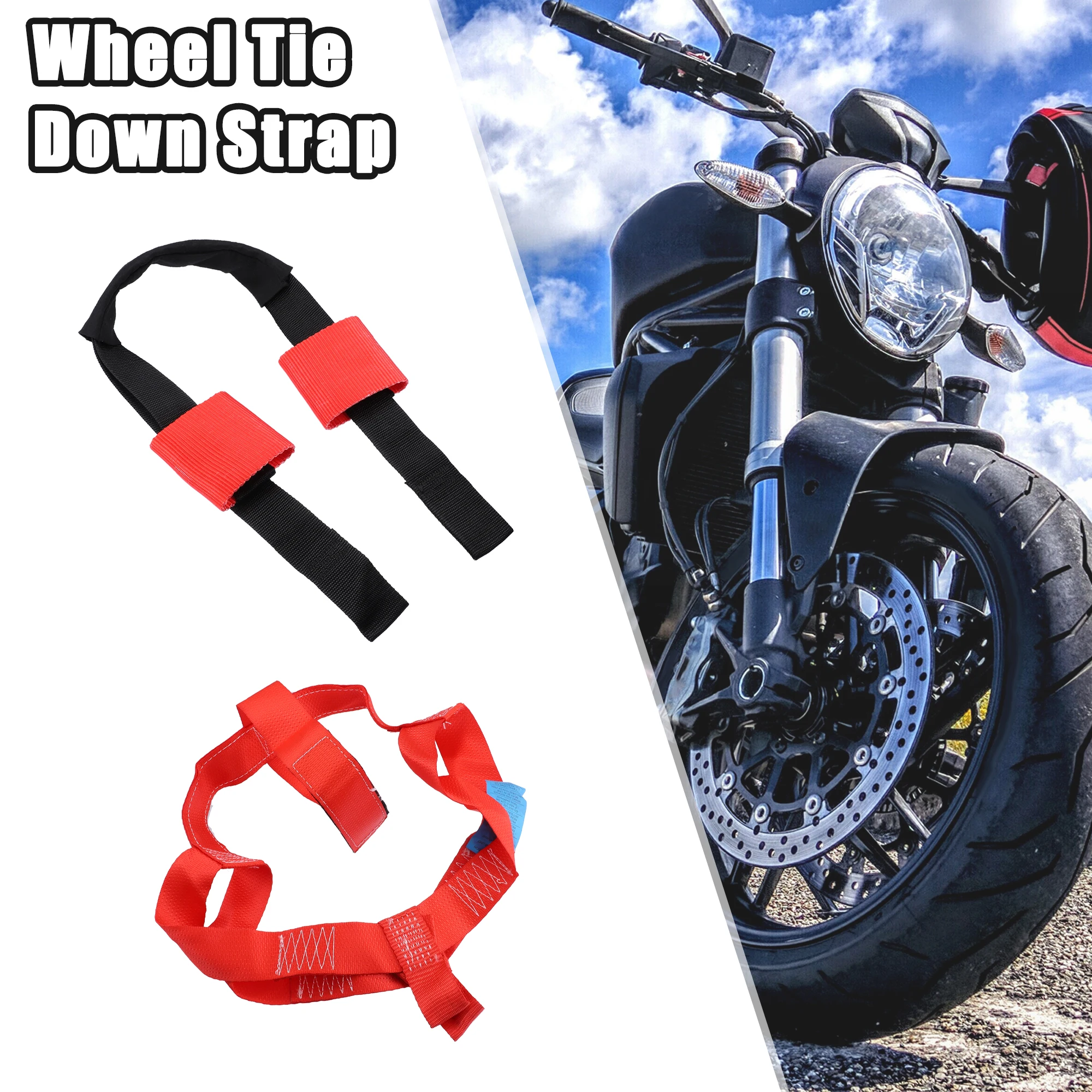 Uxcell Universal Front and Rear Wheel Transport Tie Down Strap Motorcycle Nylon Tire Basket Straps Moto Equipment Accessories